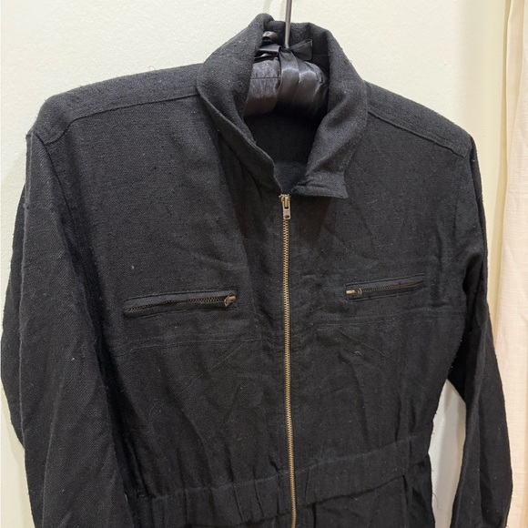 Doen Black Serre Raw Silk Soft Zip Up Jumpsuit Boiler Suit Size Small Dôen - Picture 3 of 7